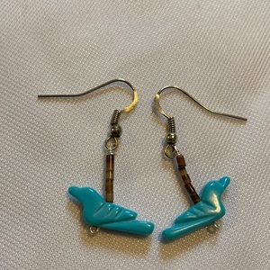 Vintage turquoise and Tigers eye beaded earrings